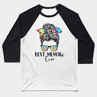 Best Memaw Ever Tie Dye Messy Bun Bandana Mother's Day Baseball T-Shirt